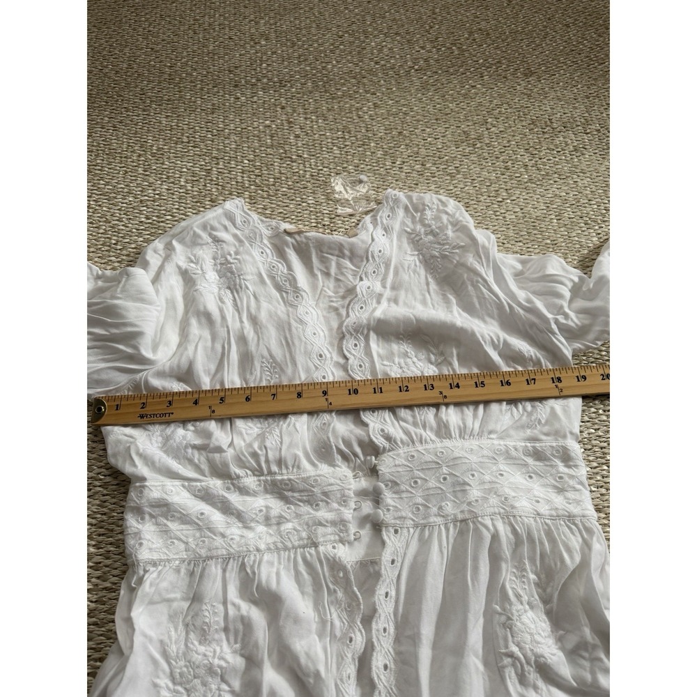 Soft Surroundings Lace Tunic Top Eylet Boho Top M Bell Sleeve Whimsical Fairy M - Picture 13 of 13